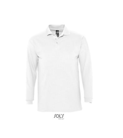 SOL'S Polo Manches Longues WINTER II Logo RAHAND, Homme, Blanc, Taille L, En Coton