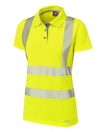 Leo Workwear Polo De Alta Visibilidad Mujer De Color Amarillo, Talla 50