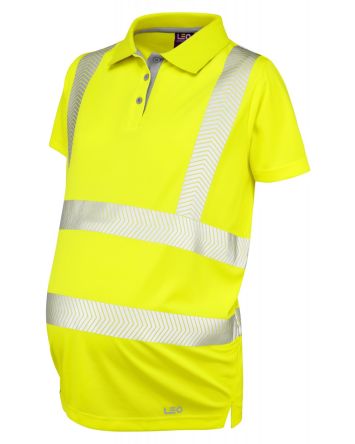 Leo Workwear Polo De Alta Visibilidad Mujer De Color Amarillo, Talla 48