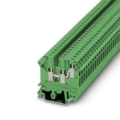 Phoenix Contact UK 5-TWIN GN Series Green Feed Through Terminal Block, 4mm², 1-Level, Screw Termination