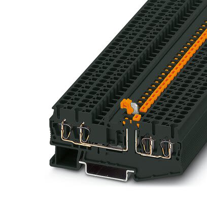 Phoenix Contact ST 2.5-QUATTRO-MT BK Series Black Knife Disconnect Terminal Block, 2.5mm², 1-Level, Spring Cage Termination