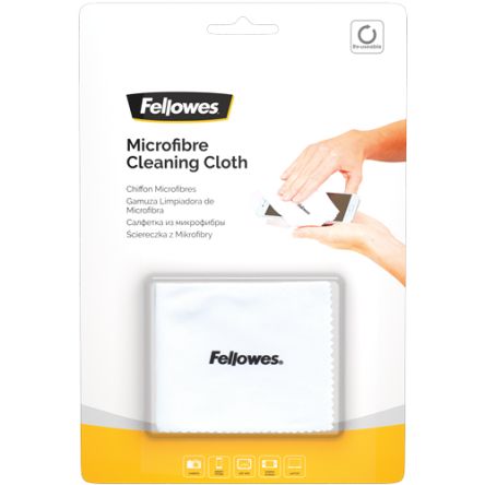 Fellowes Microfibre Cleaning Cloth White Microfibre Cloths For CDs, Computer Screens, Keyboards, PC Cases, Dry Use,