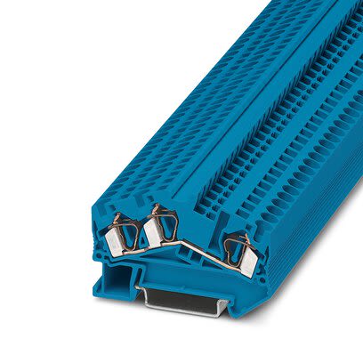Phoenix Contact STS 4-TWIN BU Series Blue Feed Through Terminal Block, 4mm², 1-Level, Spring Cage Termination
