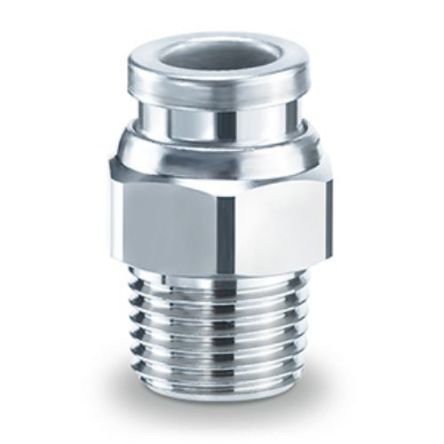 SMC KQB2 Series Male Connector, R 3/8 To 6 Mm, Threaded-to-Tube Connection Style, KQB2H06-03S