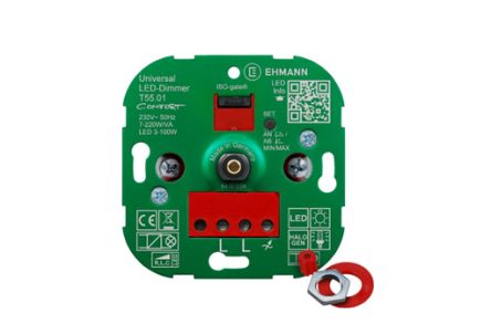 Bodo Ehmann Regulador LED 5500x0100, 2 Vías,, 1 Módulo Módulos, Palanca Giratoria, 220W, 230V