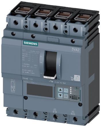 Siemens, SENTRON MCCB 4P 100A, Breaking Capacity 55 KA, Fixed Mount