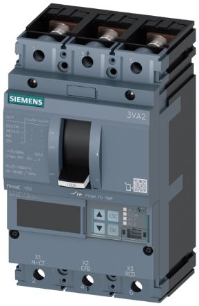 Siemens MCCB, 3 Polos, 100A, Capacidad De Ruptura 85 KA, Montaje Fijo, SENTRON, 3VA2