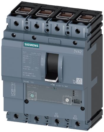 Siemens SENTRON 3VA2, Leistungsschalter MCCB 4-polig, 100A / Abschaltvermögen 110 KA, Fest