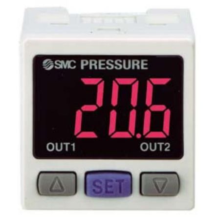 SMC Controlador De Sensor De Presión PSE304-L, 2 Salidas, IP40, 50mA, 12 → 24V Dc
