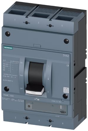 Siemens SENTRON 3VA2, Leistungsschalter MCCB 3-polig, 1kA / Abschaltvermögen 25 KA, Fest