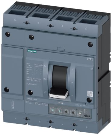 Siemens SENTRON 3VA2, Leistungsschalter MCCB 4-polig, 800A / Abschaltvermögen 25 KA, Fest