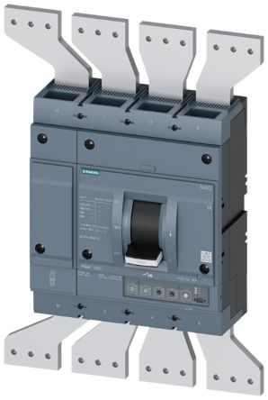 Siemens SENTRON 3VA2, Leistungsschalter MCCB 4-polig, 1.25kA / Abschaltvermögen 25 KA, Fest