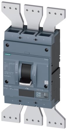 Siemens MCCB, 3 Polos, 1.25kA, Capacidad De Ruptura 25 KA, Montaje Fijo, SENTRON, 3VA2