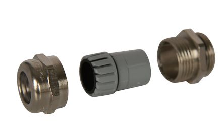 SIB -TEC Series Silver Stainless Steel Cable Gland, M32 Thread, 11mm Min, 21mm Max, IP68