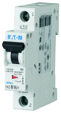 Eaton XEffect MCB, 1P, 12A Curve B, 240 → 415V AC, 60V DC, 10 KA Breaking Capacity