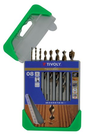 Tivoly HSS Holzbohrer Satz 2mm → 10mm, 8-teilig Für Holz
