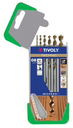 Tivoly HSS Holzbohrer Satz 2mm → 8mm, 6-teilig Für Holz