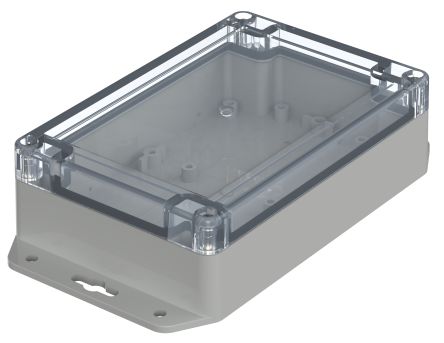 Bopla Euromas X Series Light Grey Polycarbonate Enclosure, IP66, IP68, IK07, Flanged, Clear Lid, 150 X 100 X 45mm