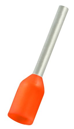 RS PRO Aderendhülse Bis 0.5mm², Stift ø 1.3mm, Orange, Nylon, 10mm, 16mm, Isoliert, 22AWG Max.