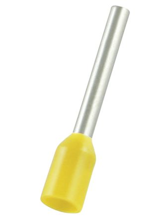 RS PRO Aderendhülse Bis 1mm², Stift ø 1.7mm, Gelb, Nylon, 12mm, 18mm, Isoliert, 18AWG Max.