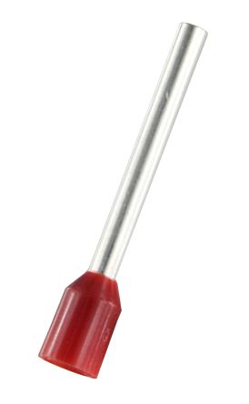 RS PRO Aderendhülse Bis 1.5mm², Stift ø 2mm, Rot, Nylon, 18mm, 24mm, Isoliert, 16AWG Max.