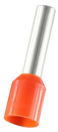RS PRO Aderendhülse Bis 4mm², Stift ø 3.2mm, Orange, Nylon, 10mm, 17mm, Isoliert, 12AWG Max.