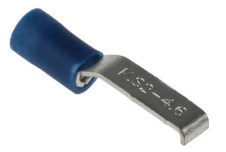 RS PRO Kabelschuh Flachstift Stecker, Isoliert, Blau, L. 17.4mm, D. 0.8mm, Nicht Ummantelt