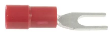 RS PRO Rot Isoliert Gabelkabelschuh B. 5.7mm Vinyl, Min. 0.5mm², Max. 1.5mm² 22AWG 16AWG