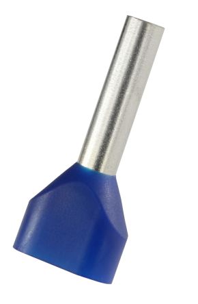 RS PRO Aderendhülse Bis 2 X 2.5mm², Stift ø 3.3mm, Blau, Nylon, 13mm, 21.5mm, Isoliert, 2 X 14AWG Max.