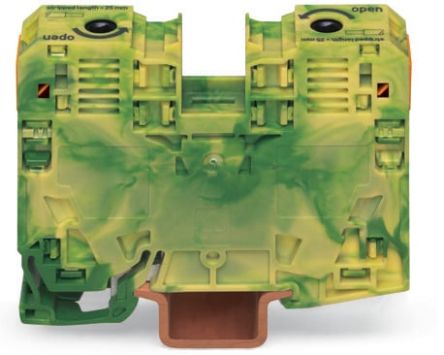 Wago 285 Series Green/Yellow Earth Terminal Block, 35mm², Single-Level, Power Cage Clamp Termination, ATEX