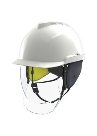 MSA Safety V-Gard 950 Schutzhelm, Mit Kinnriemen, Verstellbar Und Augenschutz Weiß