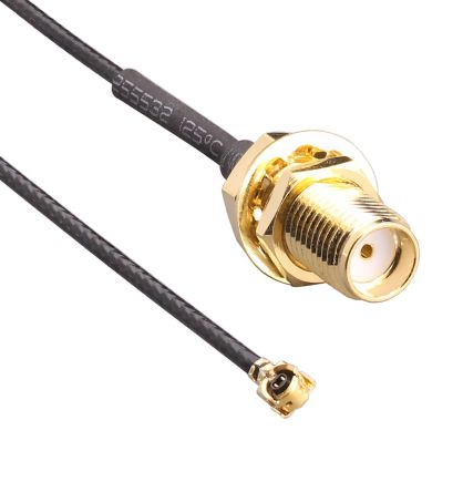 TE Connectivity Cable Coaxial UFL, 50 Ω, Con. A: U.FL, Hembra, Con. B: SMA, Macho, Long. 200mm Negro