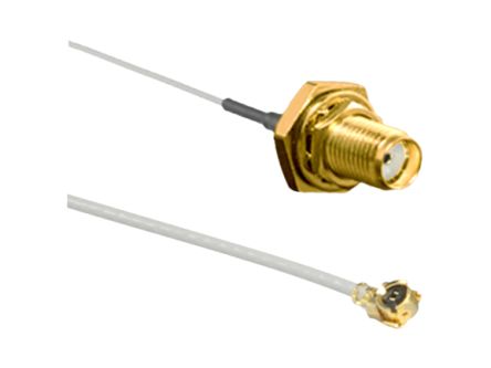 TE Connectivity Cable Coaxial UFL, 50 Ω, Con. A: U.FL, Hembra, Con. B: SMA, Macho, Long. 100mm Gris