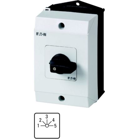 Eaton Interruttore Cam Serie Moeller 207126 T0-3-8232/I1 1P, 5 Posizioni, 20A, 690V (Volts)