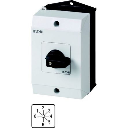Eaton, 1P 7 Position 45° Multi Step Cam Switch, 690V (Volts), 20A, Toggle Actuator