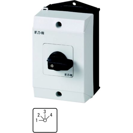 Eaton, 2P 4 Position 45° Multi Step Cam Switch, 690V (Volts), 20A, Toggle Actuator