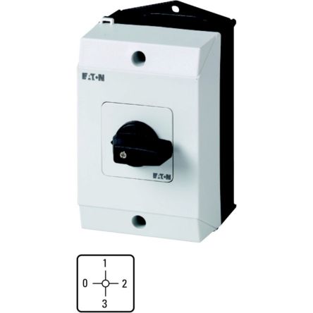 Eaton, 2P 4 Position 90° Multi Step Cam Switch, 690V (Volts), 20A, Toggle Actuator