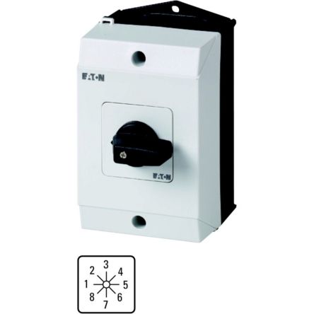 Eaton, 1P 8 Position 45° Multi Step Cam Switch, 690V (Volts), 20A, Toggle Actuator