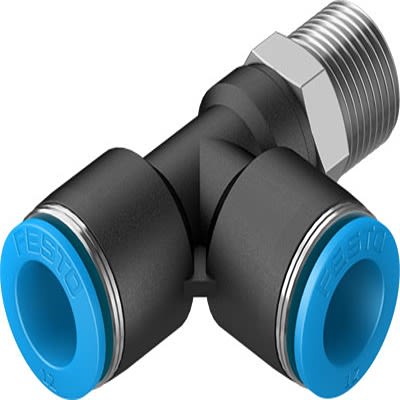 Festo QSTL Series T Fitting, R 3/8 Male To 12 Mm, Threaded-to-Tube Connection Style