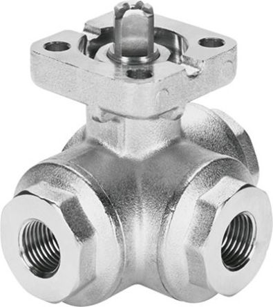 Festo Stainless Steel 3 Way, Ball Valve, Rp 1 1/2in, 40mm, 6 - 8.4bar Operating Pressure