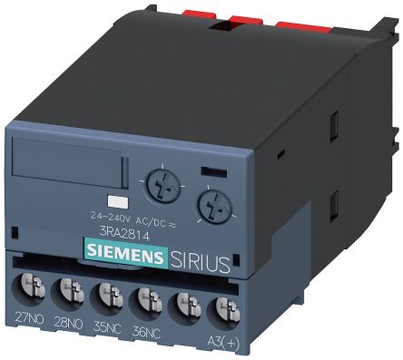 Siemens 3RA28 Hilfsschalterblock 2-polig SIRIUS, 1 Öffner + 1 Schließer Klemmbefestigung