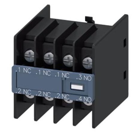 Siemens 3RH29 Hilfsschalterblock 4-polig SIRIUS, 1 Schließer + 3 Öffner Schnappbefestigung