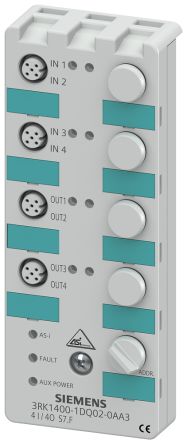 Siemens Módulo Digital De E/S 3RK1400, Para Usar Con Módulos De E/S Digitales, IP67 - K20 Tipo Digital Tipo Digital