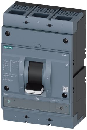 Siemens SENTRON 3VA1, Leistungsschalter MCCB 3-polig, 630A / Abschaltvermögen 110 KA, Fest