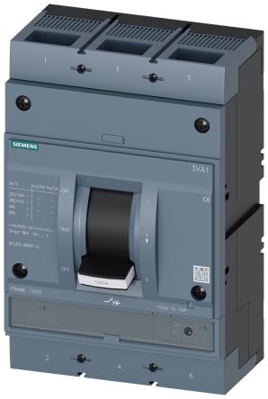 Siemens SENTRON 3VA1, Leistungsschalter MCCB 3-polig, 800A / Abschaltvermögen 55 KA, DIN-Hutschiene