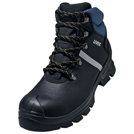 Uvex 2 Damen, Herren Sicherheitsstiefel Schwarz, Blau, Mit Zehen-Schutzkappe, Größe 44 / UK 10