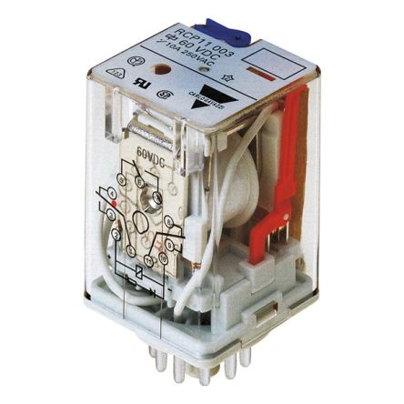 Carlo Gavazzi Plug In Power Relay, 12V Dc Coil, 10A Switching Current, 3PDT