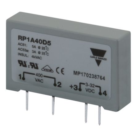 Carlo Gavazzi RP1 Series Solid State Relay, 3 A Load, PCB Mount, 480 V Ac Load, 32 Vdc Control