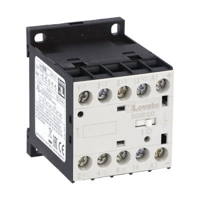 Lovato 11BG Series Contactor, 12 V Dc Coil, 3-Pole, 6 A, 2.5 KW, 1NO, 440 V