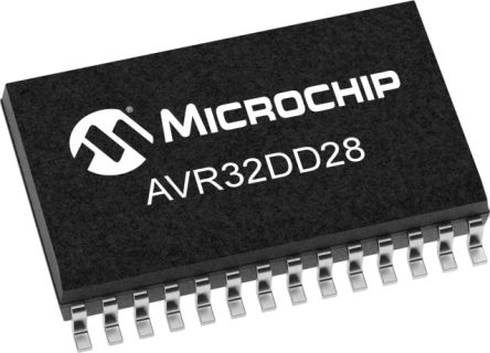 Microchip AVR32DD28-E/SO, 8bit 8 Bit MCU Microcontroller, AVR, 24MHz, 32 KB Flash, 28-Pin SOIC